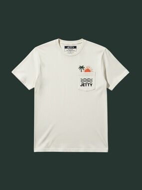 Jetty Men's Large Short Sleeve Pocket Tee in Cream.Very long